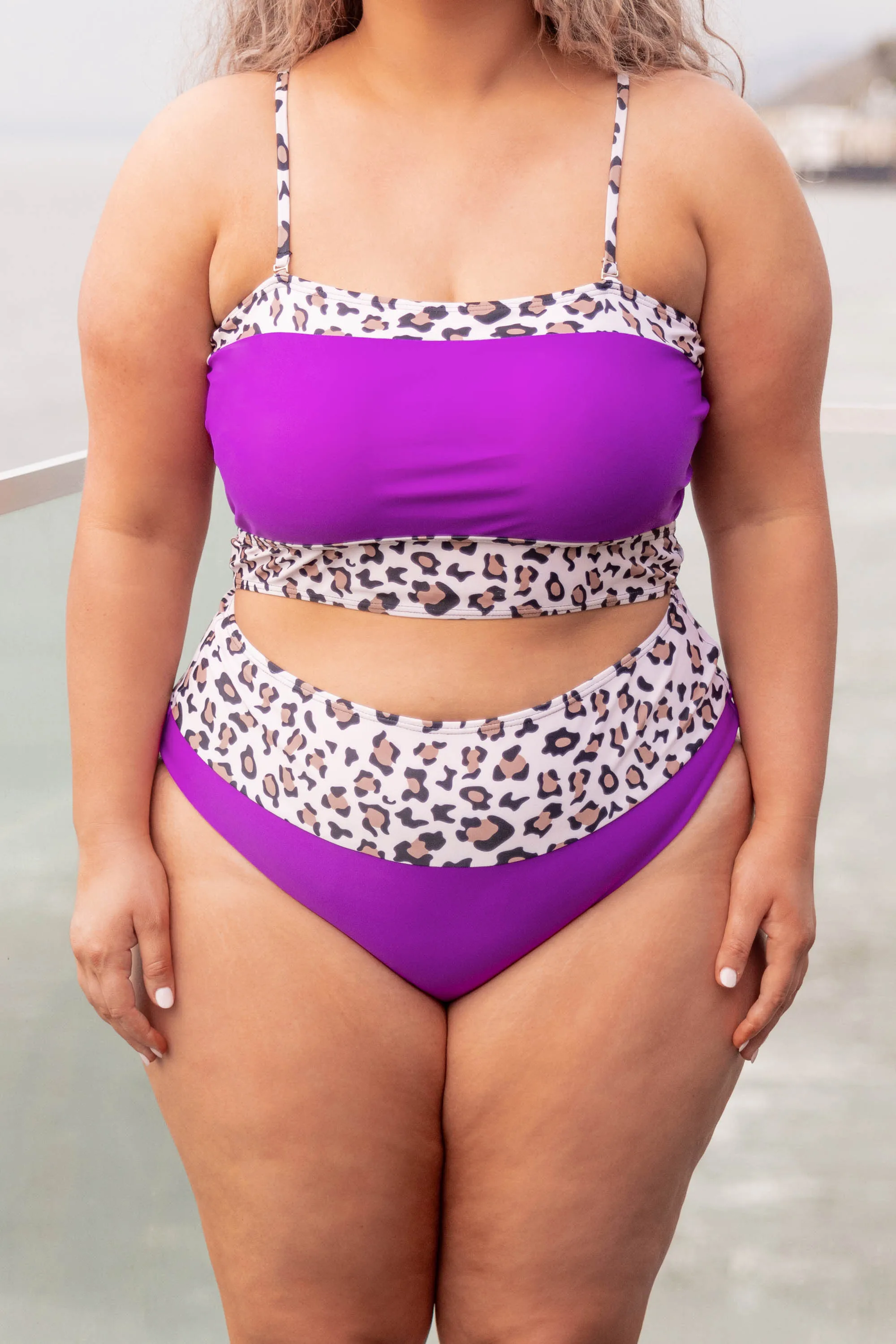 Hidden Islands Swim Top, Neon Purple