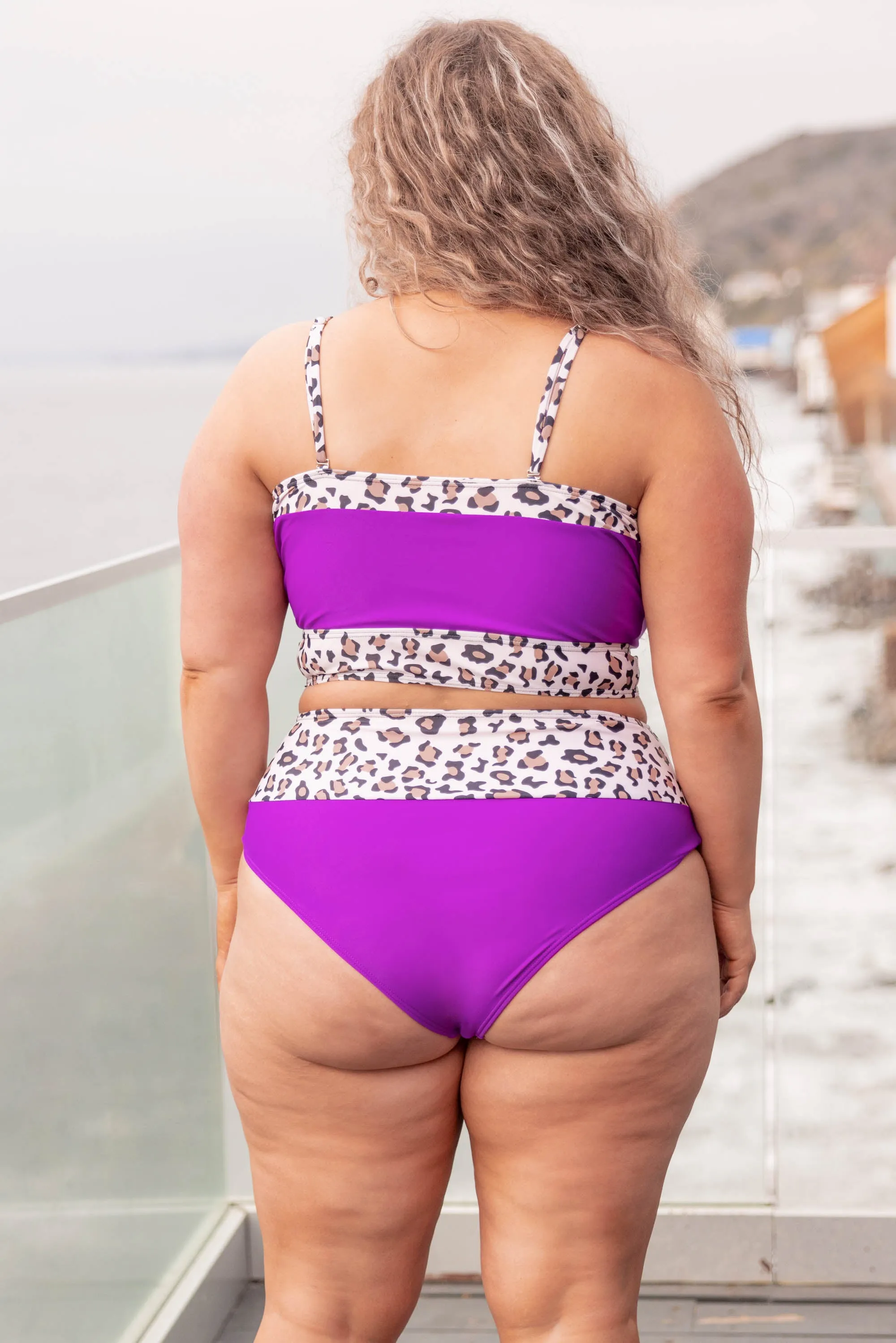 Hidden Islands Swim Top, Neon Purple