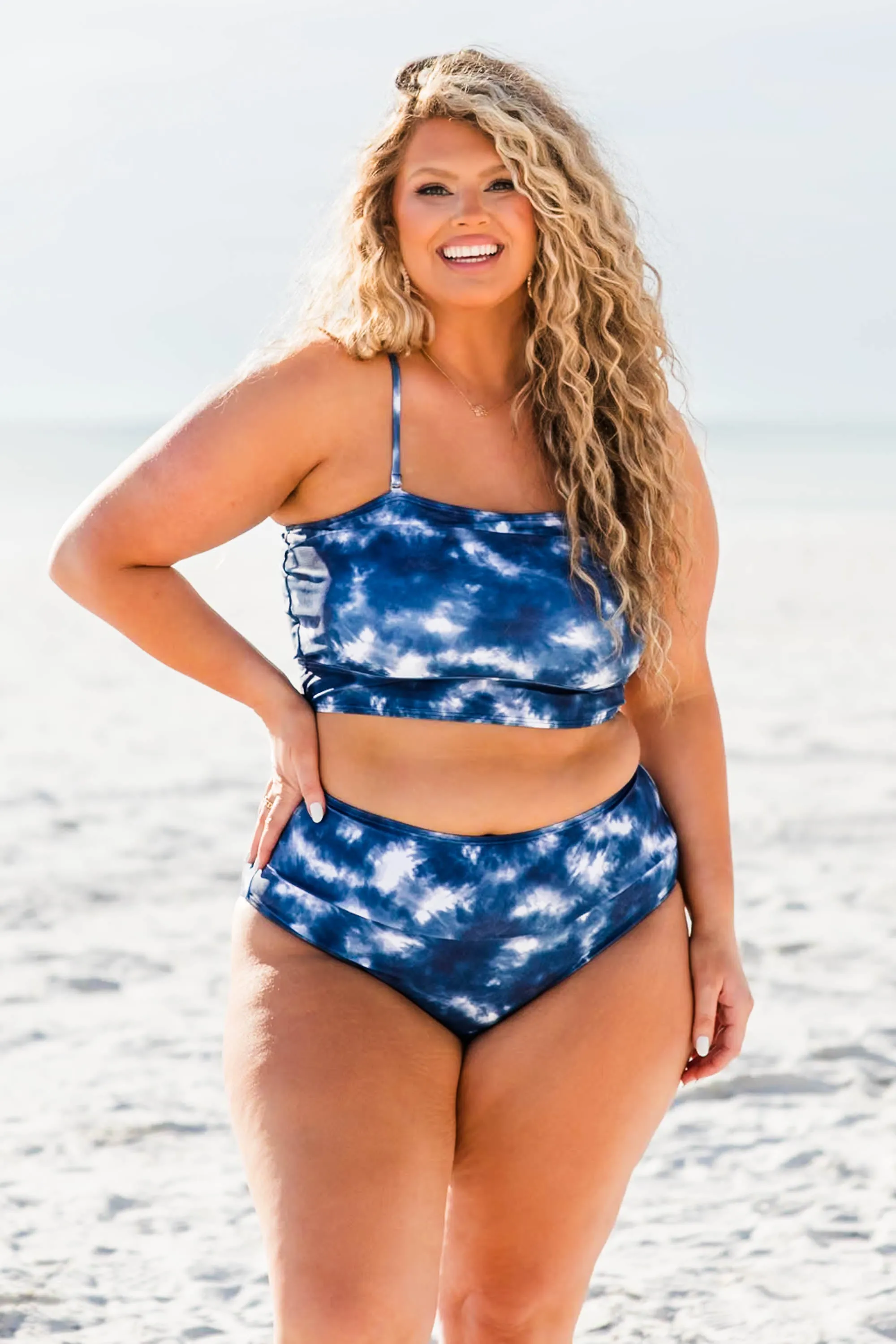 Hidden Islands Swim Top, Tie Dye-Blue