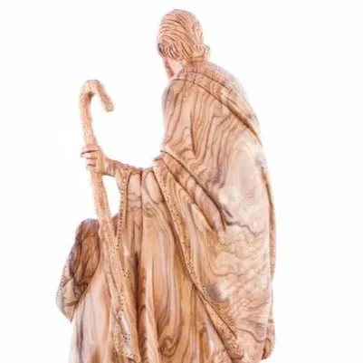 Holy Family Holding Lamp Statue, 16.1 Masterpiece Olive Wood Statue from the Holy LandMasterpiece Olive Wood Carved Sculpture fr