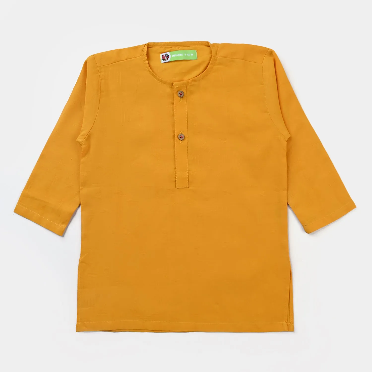 Infant Boys Jacquard Basic Kurta -Yellow