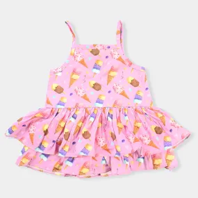 Infant Girls Cotton Frill Romper Ice-cream-Multi