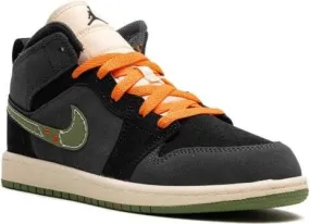 Jordan Kids Air Jordan 1 Mid SE Craft PS Anthracite Light Olive sneakers Black