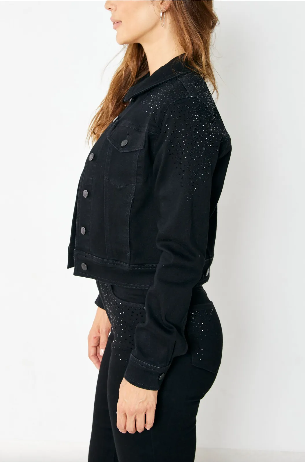 Judy Blue Black Rhinestone Jean Jacket