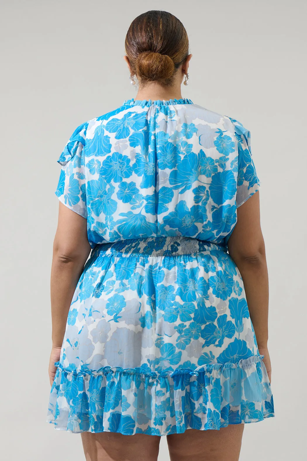 Kerela Floral Bumble Ruffle Mini Dress Curve