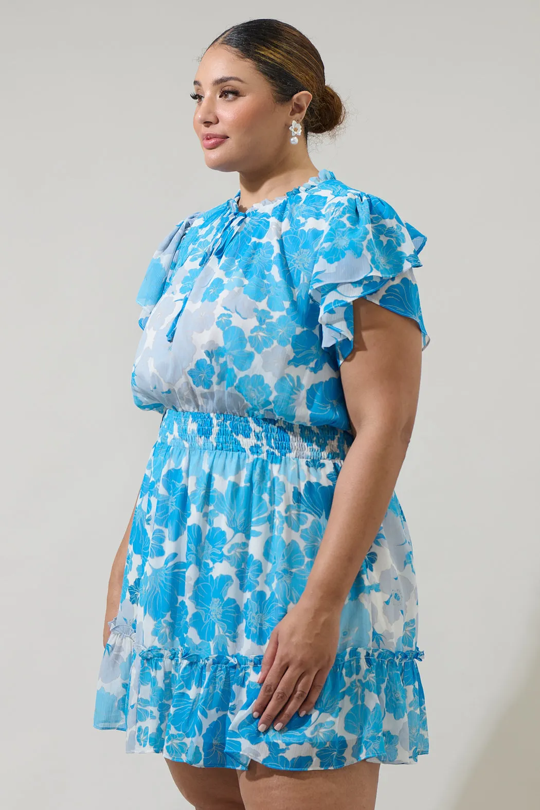 Kerela Floral Bumble Ruffle Mini Dress Curve