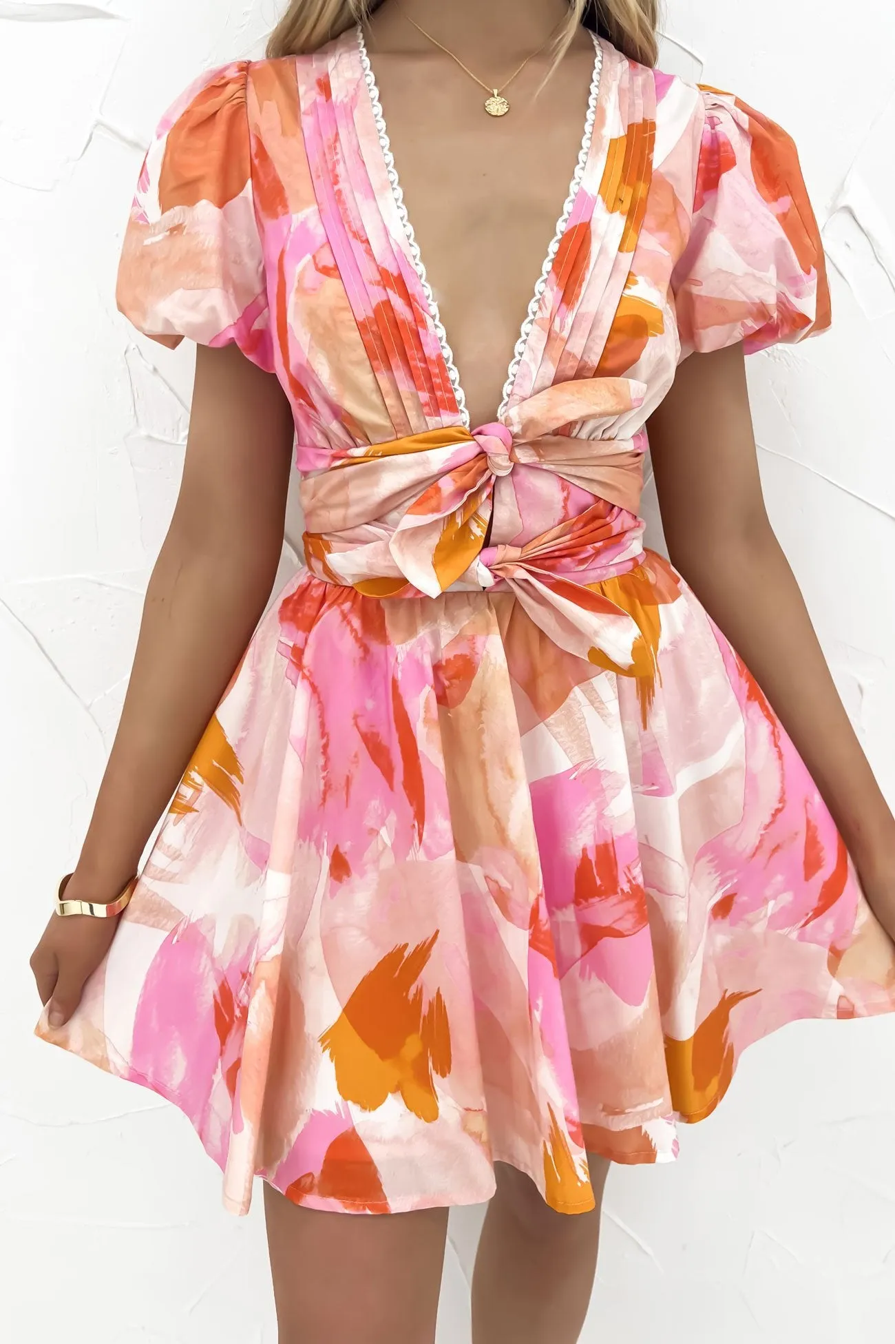 Kolby Mini Dress Pink Watercolour