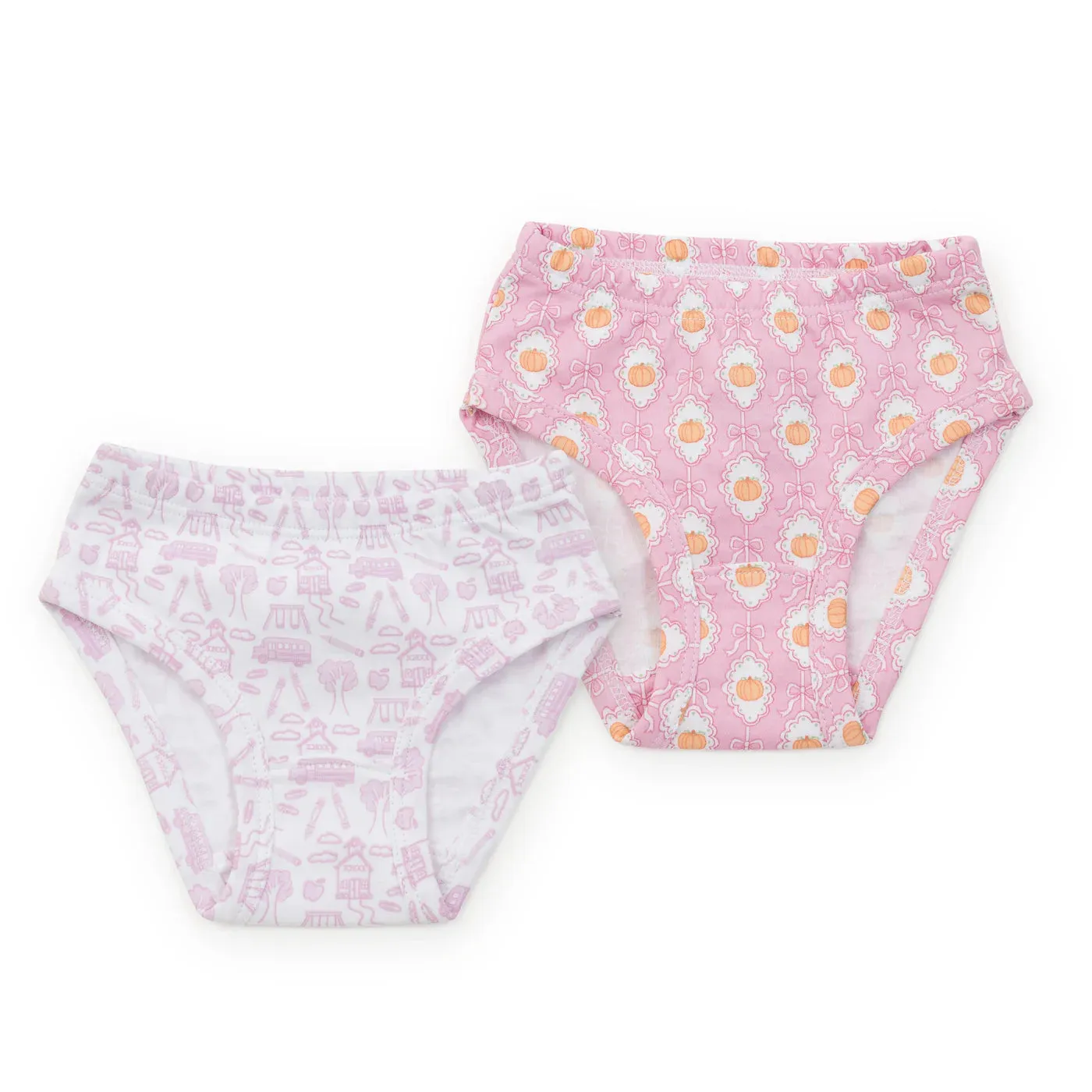 Lauren Girls' Underwear Set - Pretty Pumpkins/School Days Pink