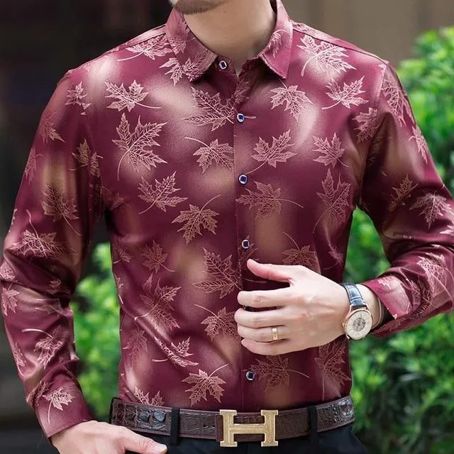 Leaf Print Casual Shirt For Men