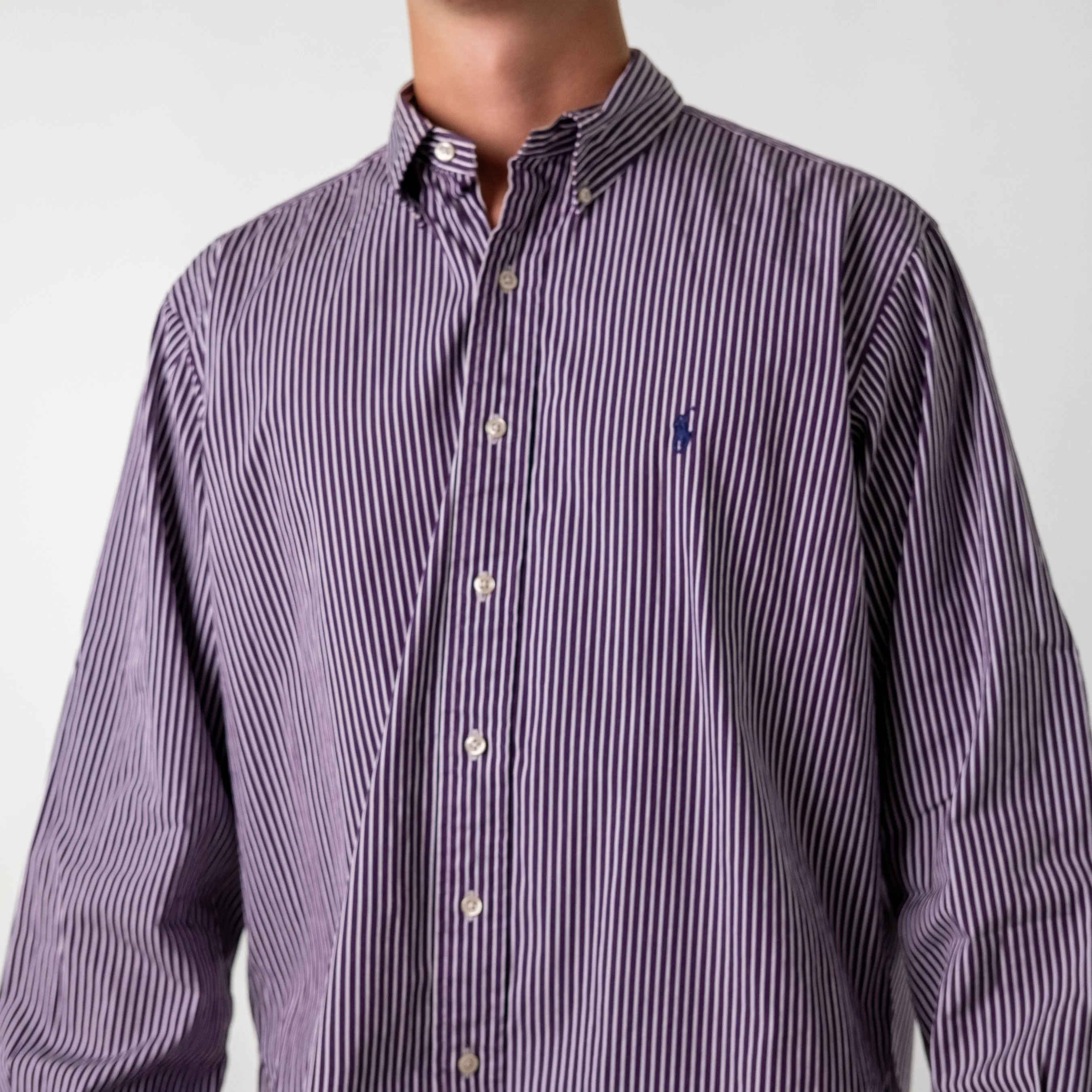 Lilac Purple 90s Polo Ralph Lauren Longsleeve Casual Shirt (XL)