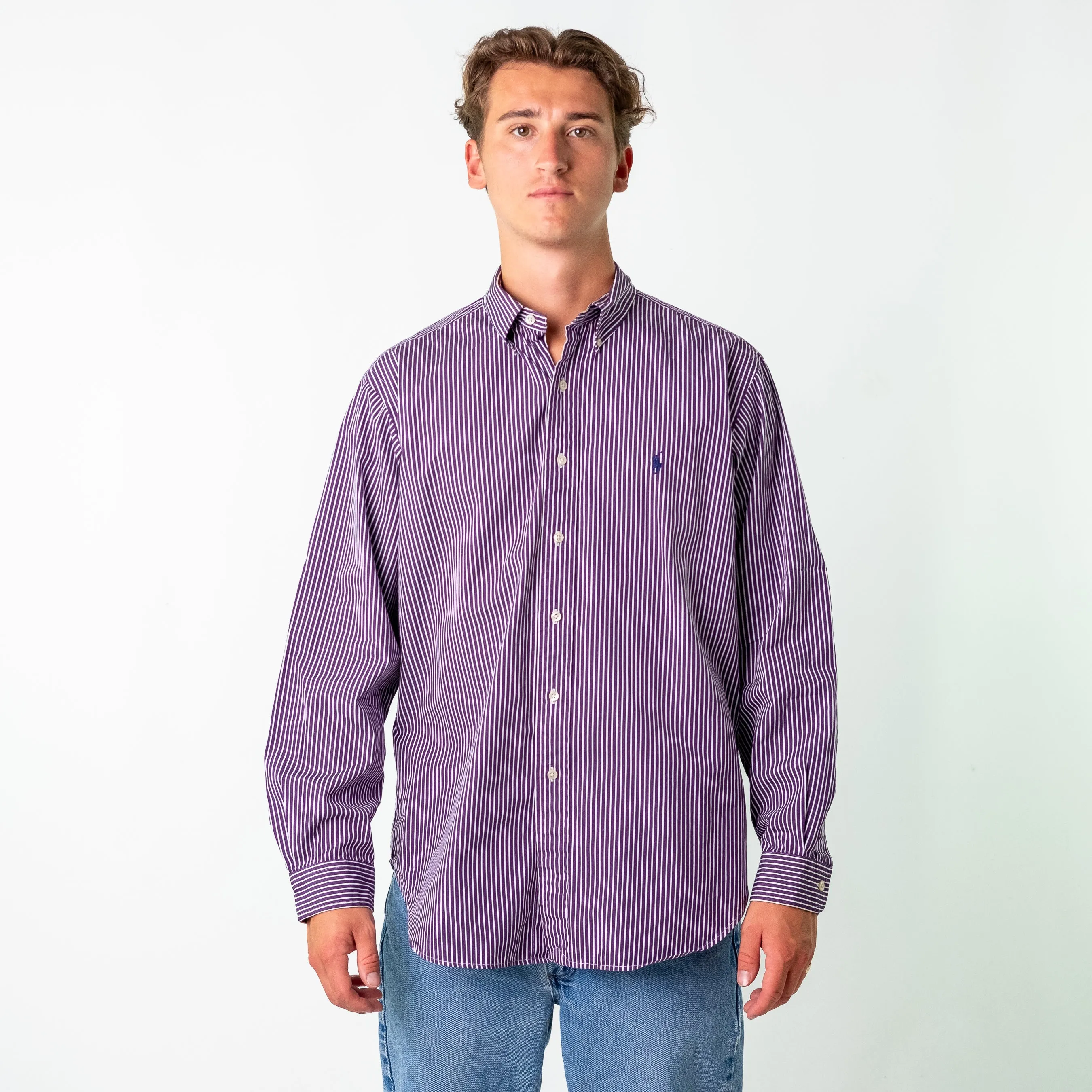 Lilac Purple 90s Polo Ralph Lauren Longsleeve Casual Shirt (XL)