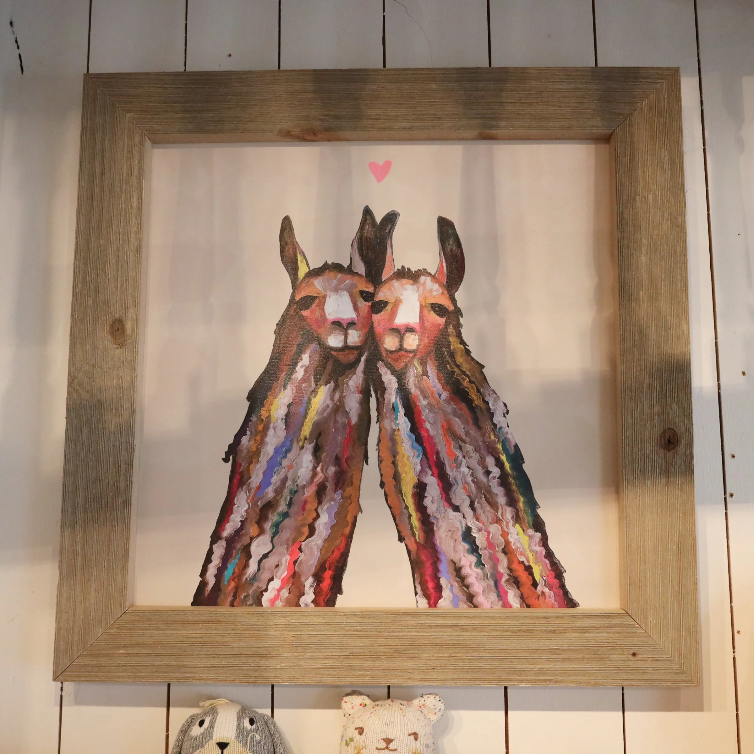 Llama Love Neutral Framed Art 30.25 x 30.25