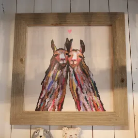 Llama Love Neutral Framed Art 30.25 x 30.25