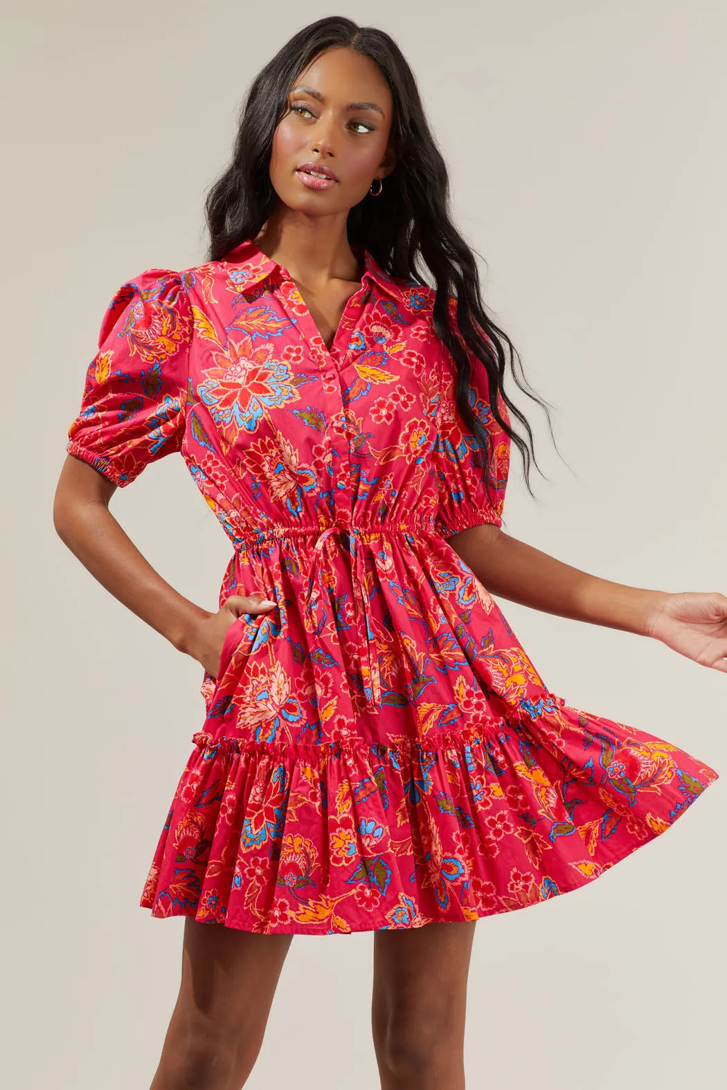 Lorie Floral Stacie Button Down Mini Dress