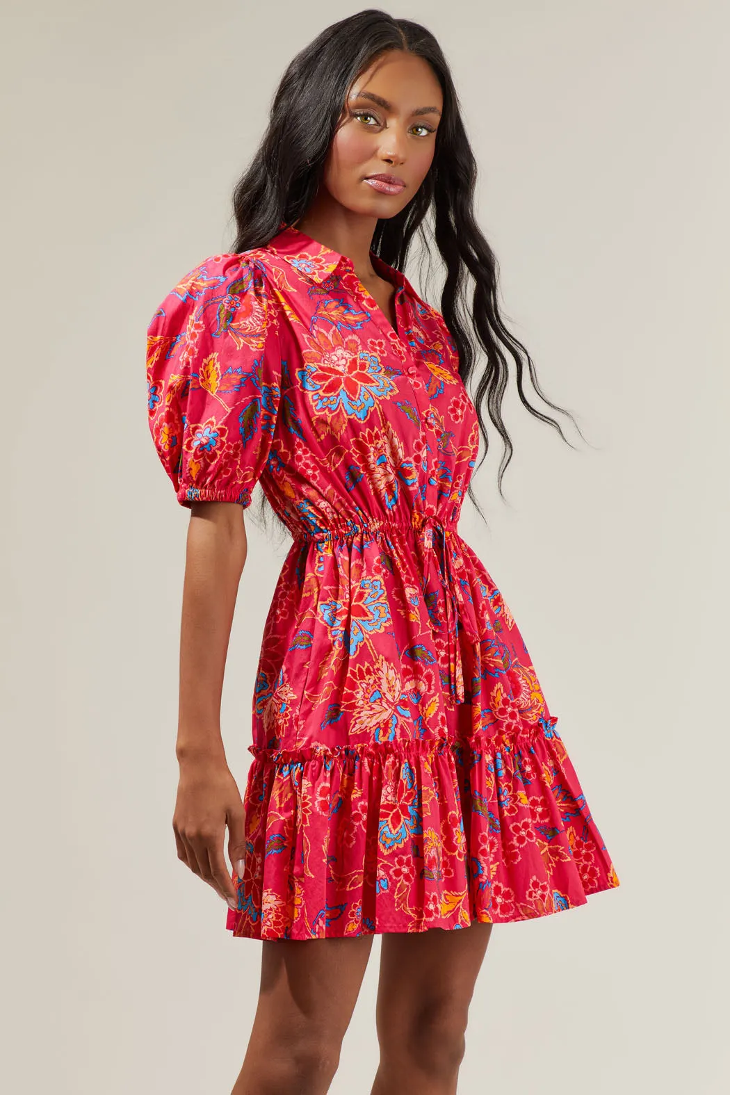 Lorie Floral Stacie Button Down Mini Dress