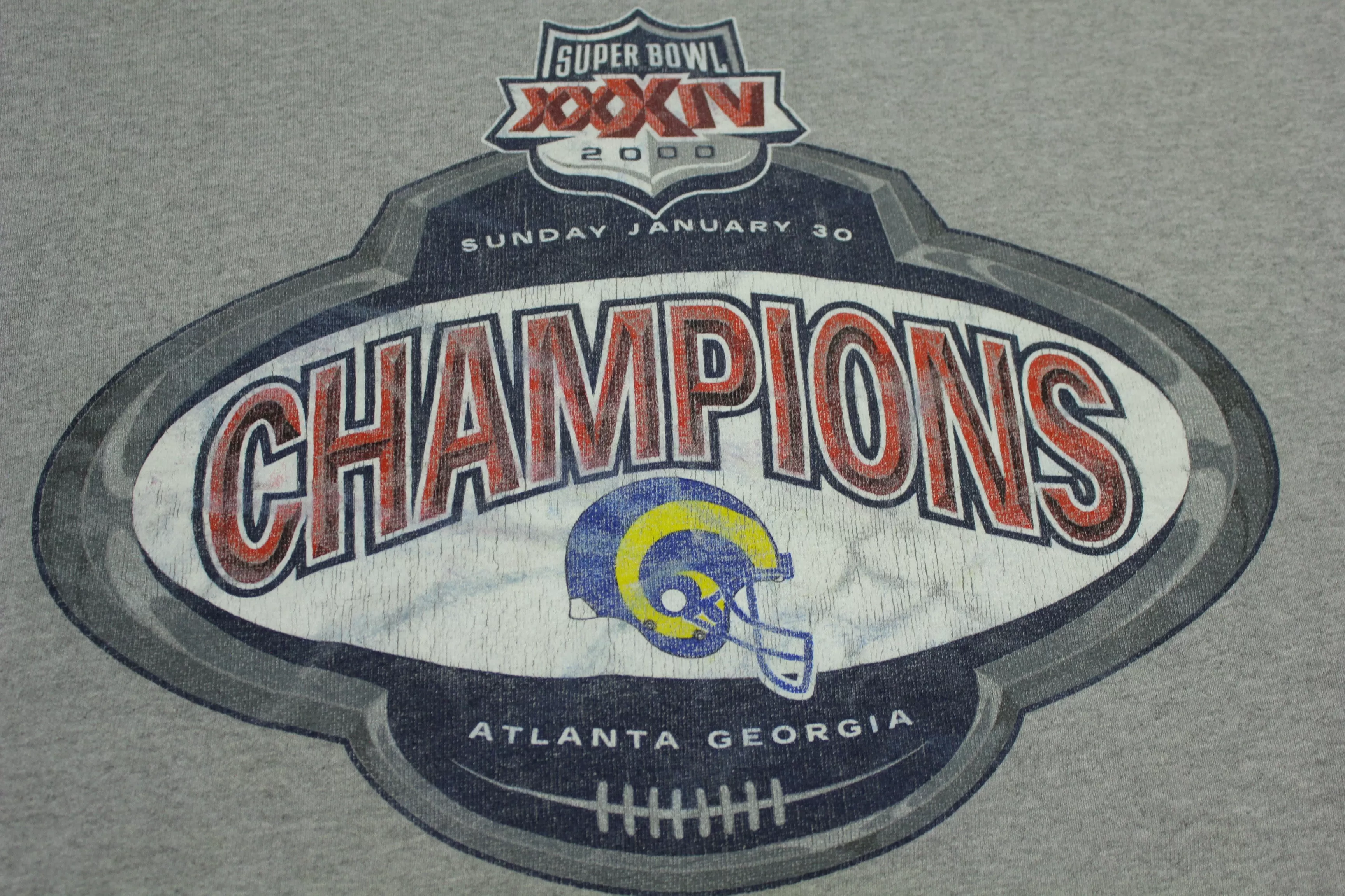 Los Angeles Rams 2000 Super Bowl Champions XXXIV Atlanta Crewneck Sweatshirt