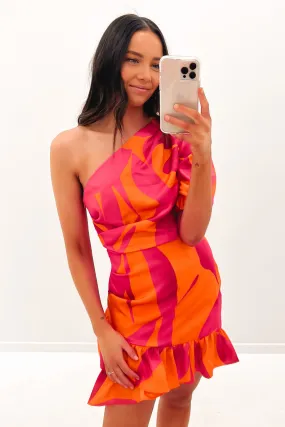 Mackenzie Mini Dress Orange Hot Pink