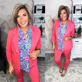 Magic 3/4 Sleeve Blazer - Spring Strawberry