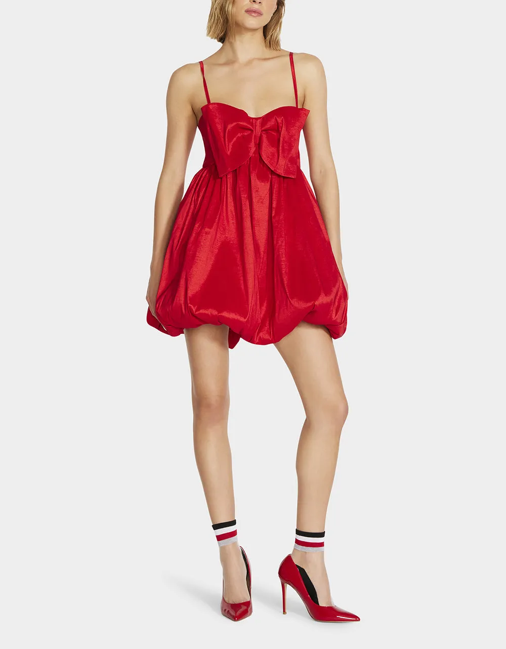 MEGAN BOW DRESS RED