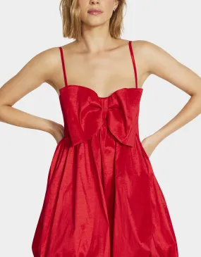 MEGAN BOW DRESS RED