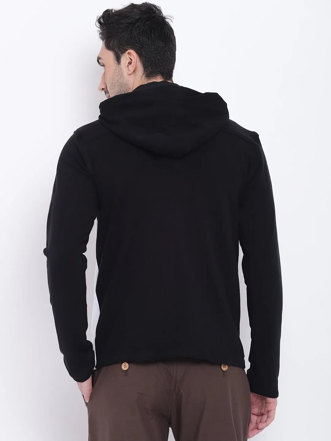 Men Casual Colourblocked Black Sweatshirt