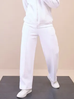 Men White Pintuck Oversize Sweatpants