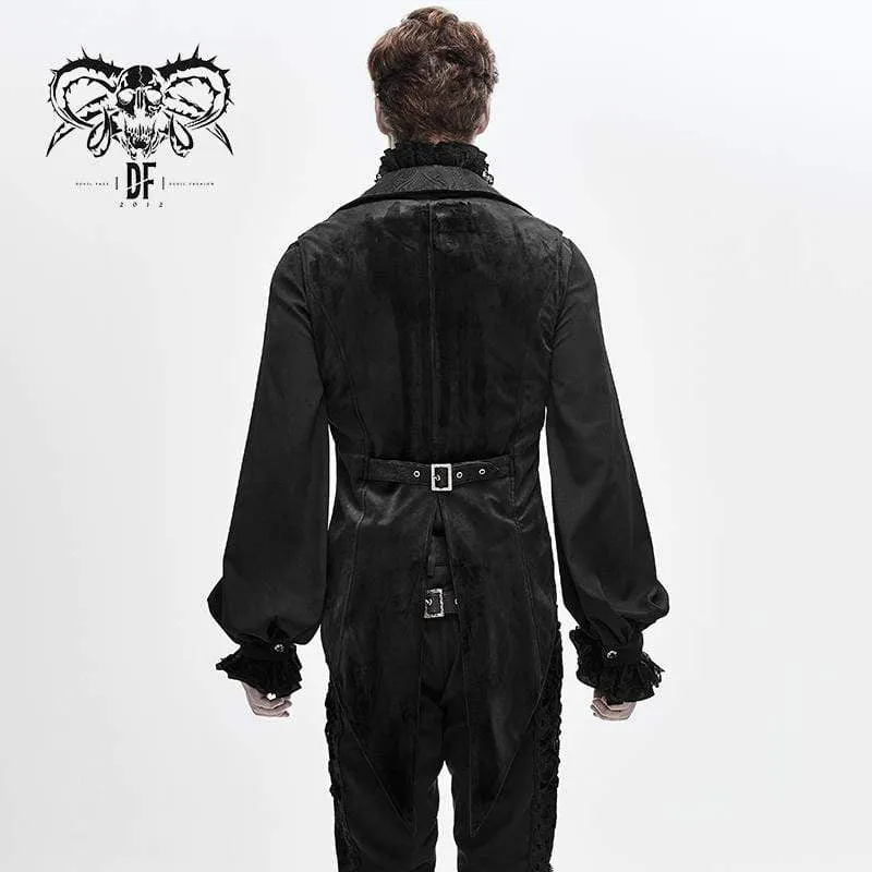 Men's Gothic V-neck Single-breasted Jacquard Tailed Vests