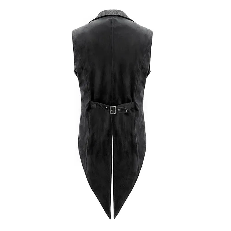 Men's Gothic V-neck Single-breasted Jacquard Tailed Vests