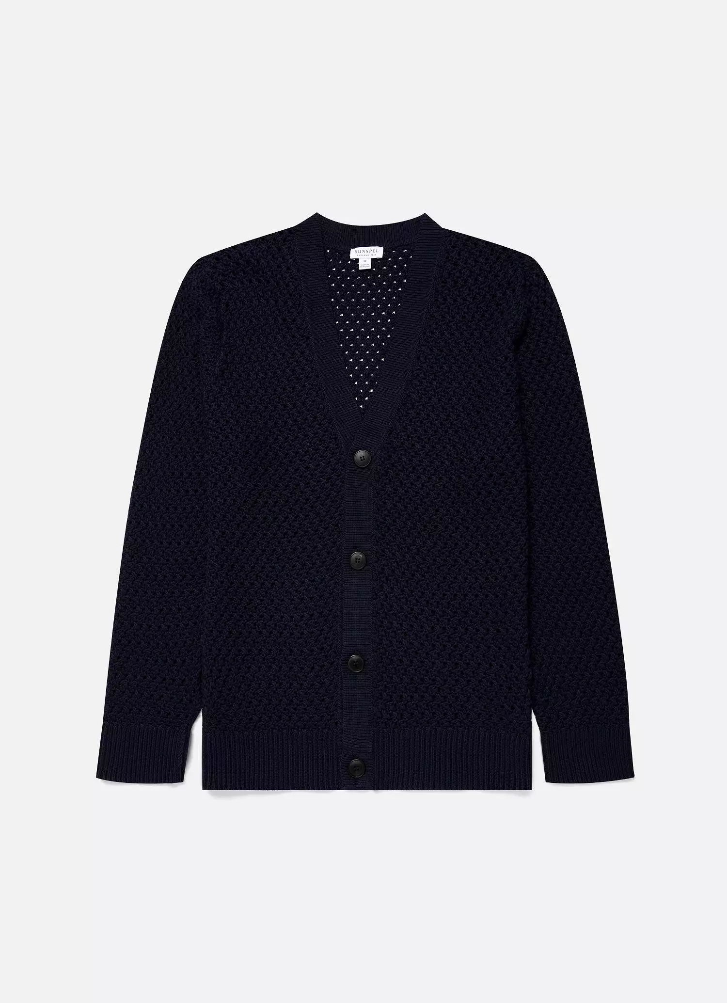 Men's Open Stitch Cardigan in Navy