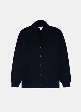 Men's Ribbed Shawl Neck Cardigan in Navy