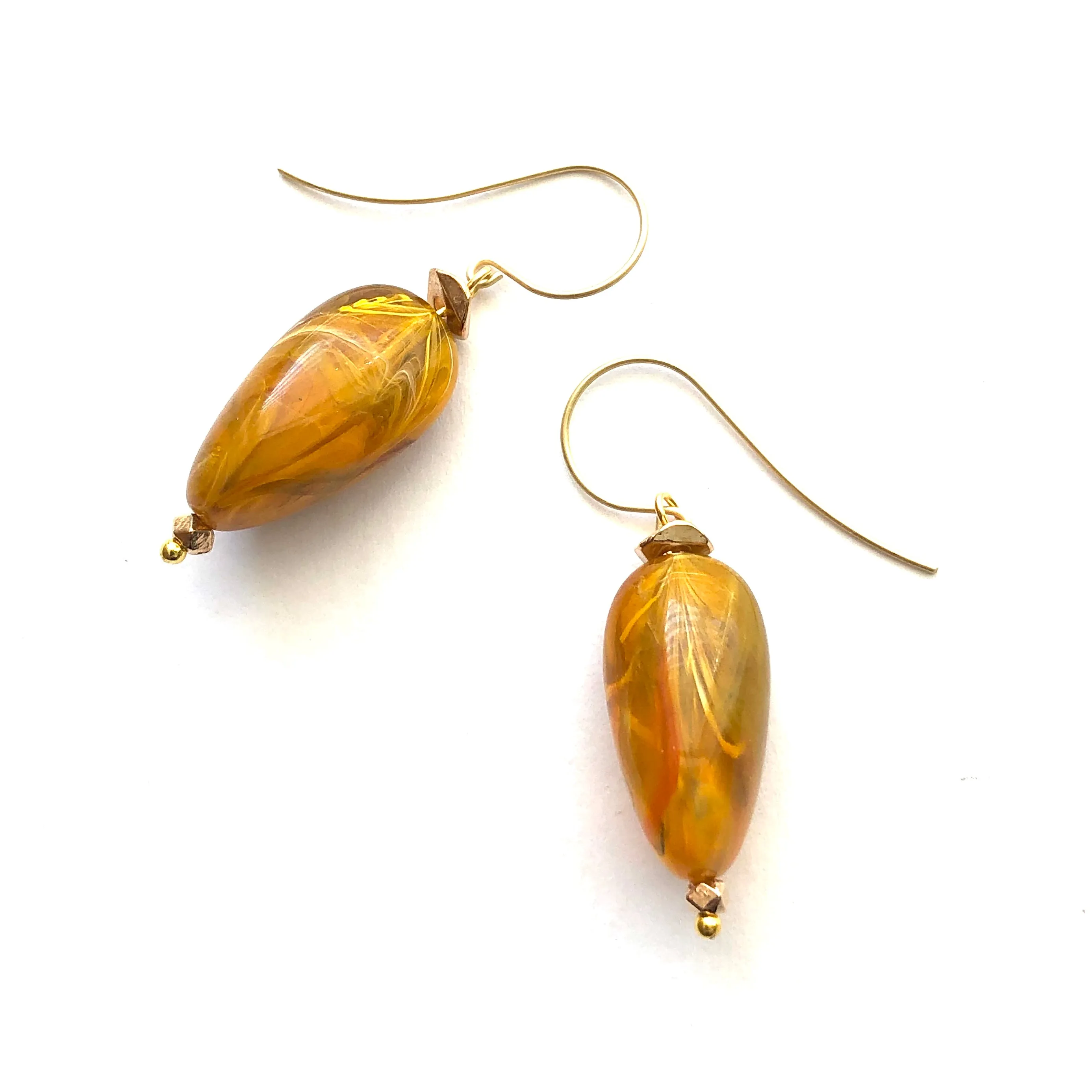 Molten Sunshine Marbled Lucite Drop Earrings