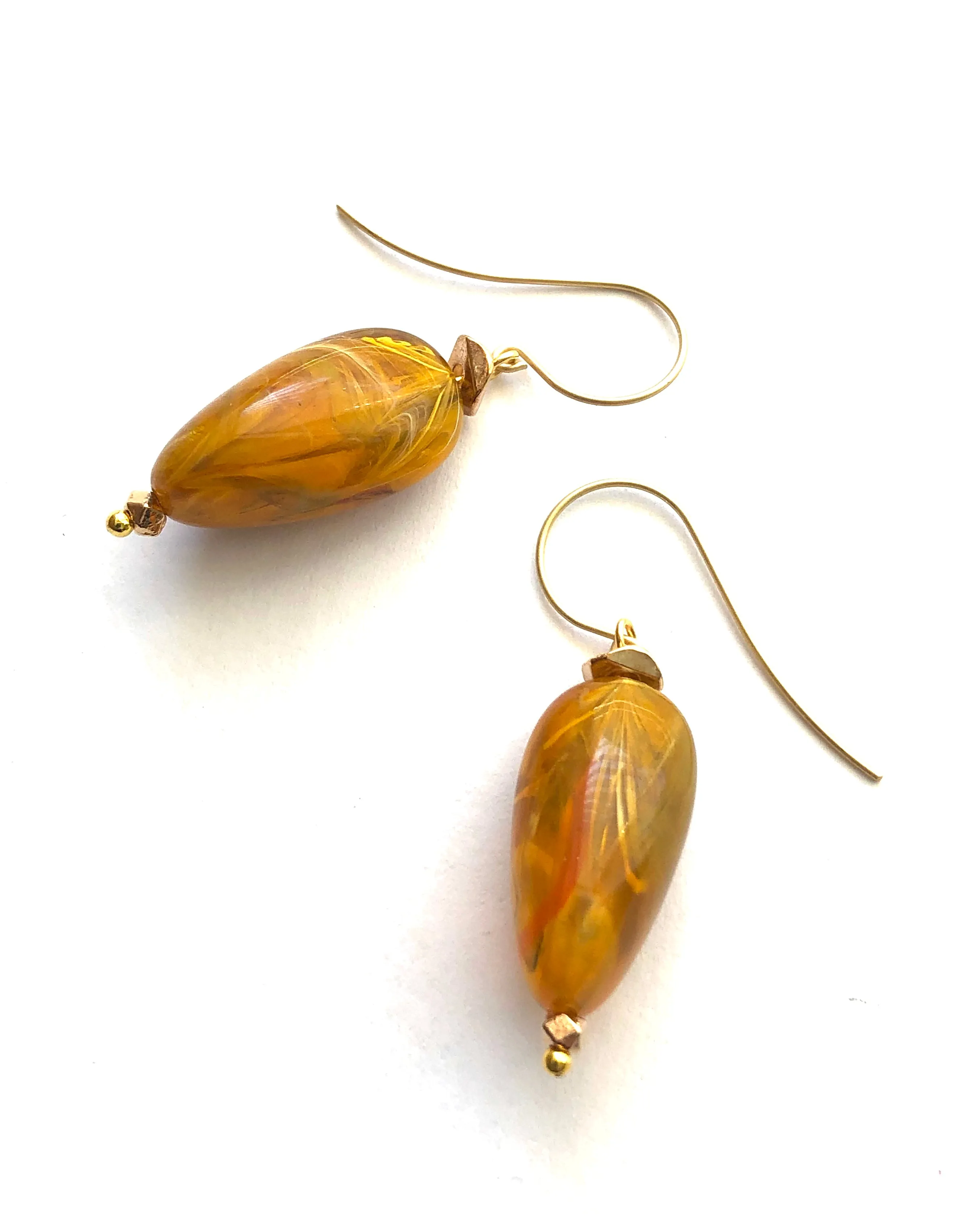 Molten Sunshine Marbled Lucite Drop Earrings