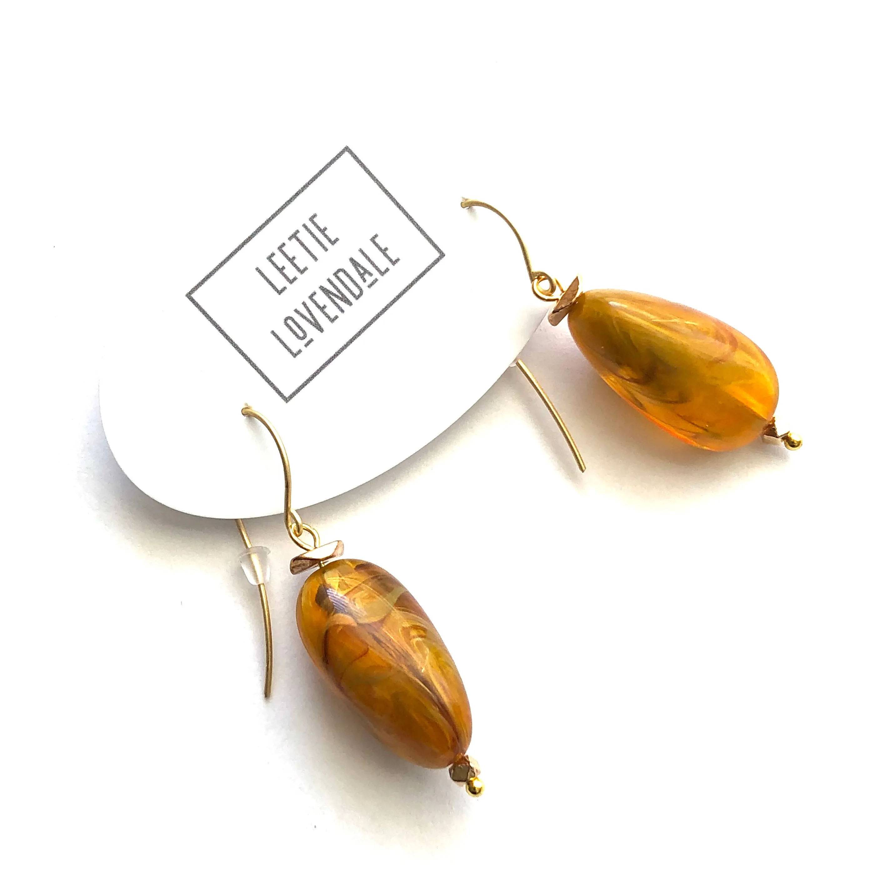 Molten Sunshine Marbled Lucite Drop Earrings