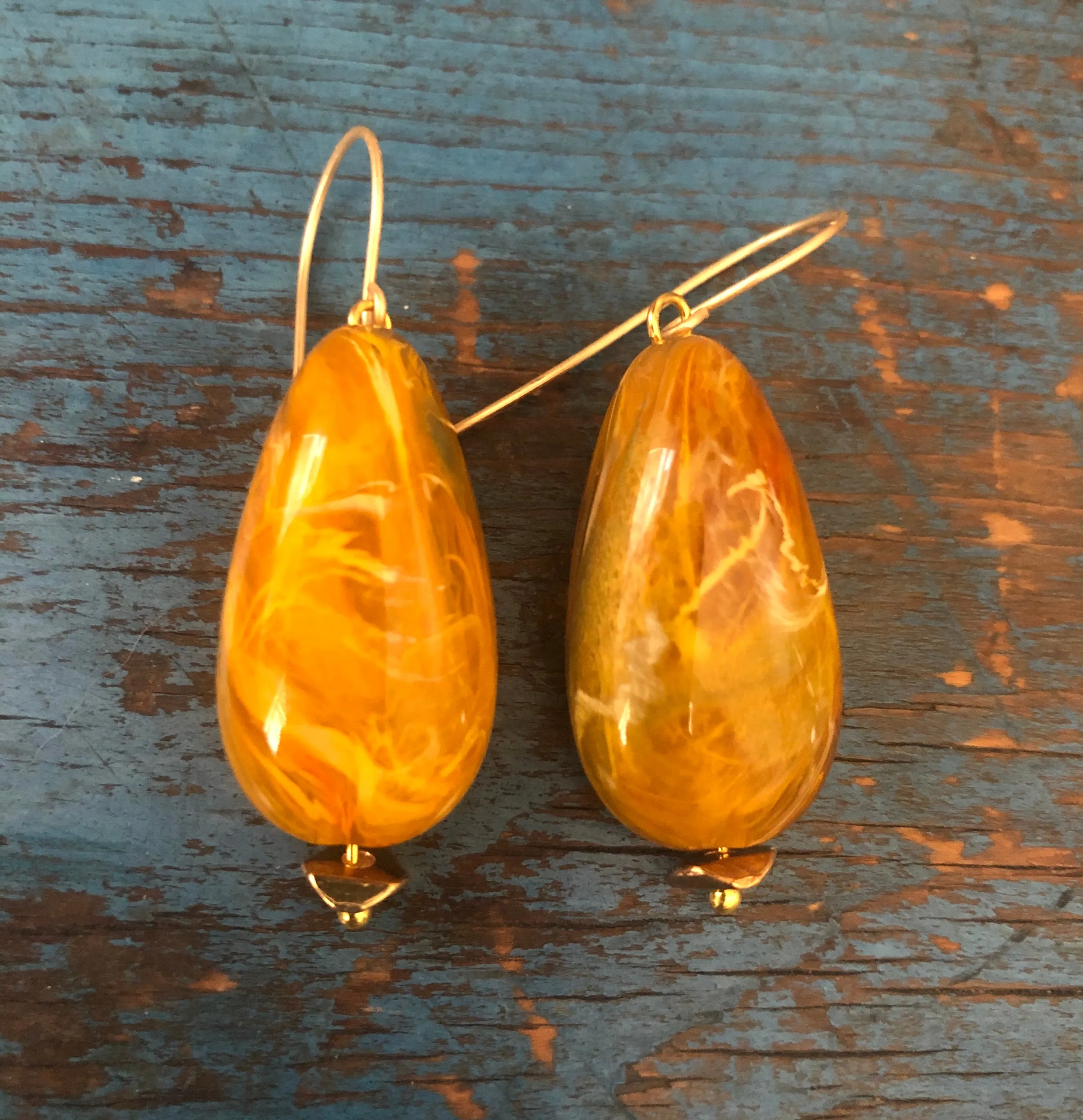 Molten Sunshine Marbled Lucite Drop Earrings