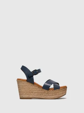 Navy Wedge Sandals