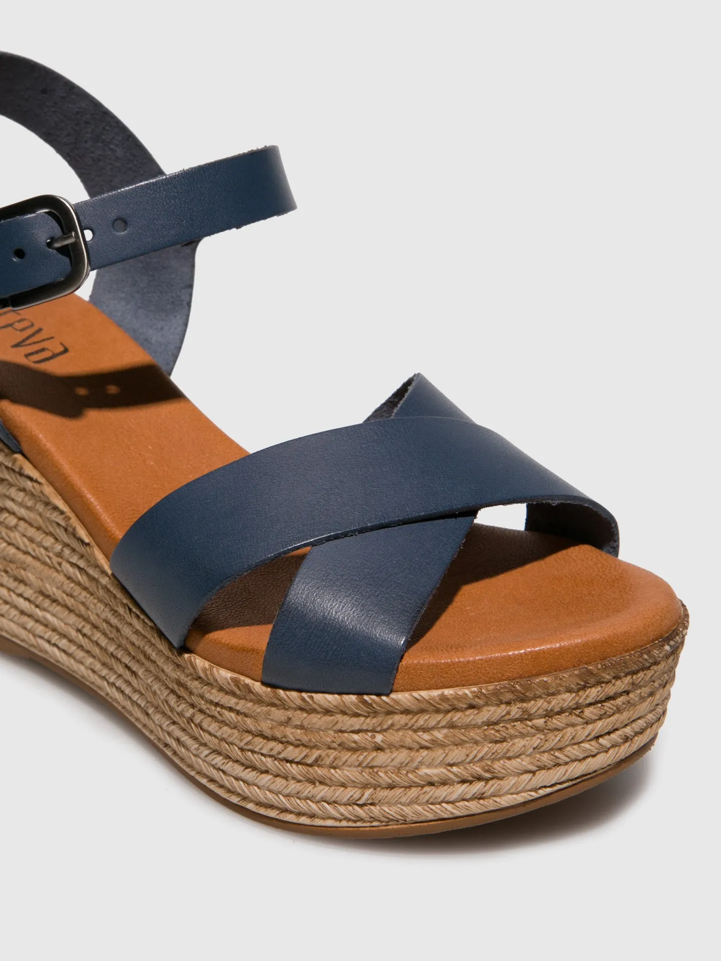 Navy Wedge Sandals