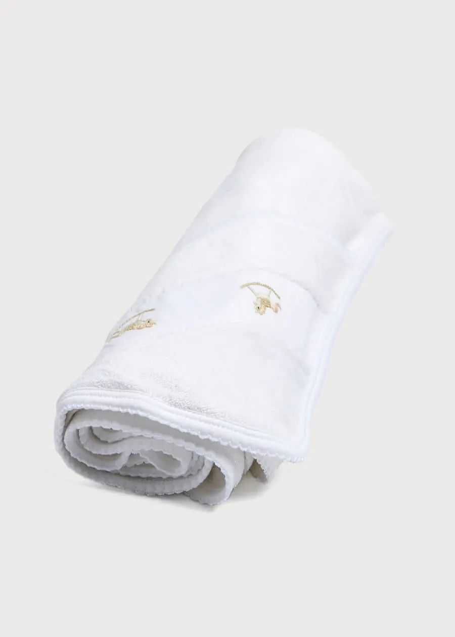 Newborn Towel with Rocking Horse Embroidery In Beige