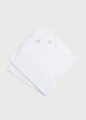 Newborn Towel with Rocking Horse Embroidery In Beige