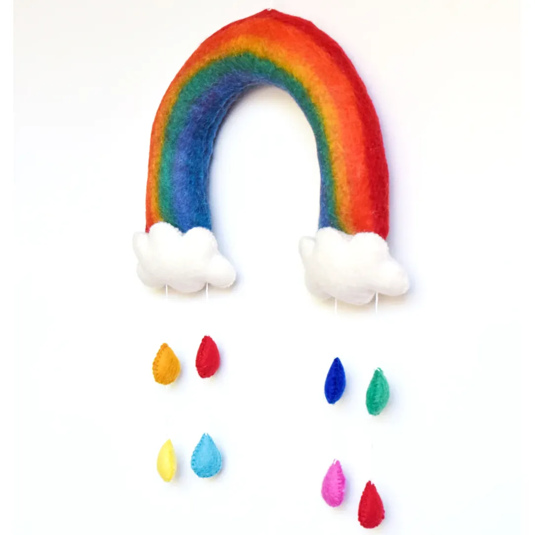 Nursery Mobile - Rainbow with Raindrops