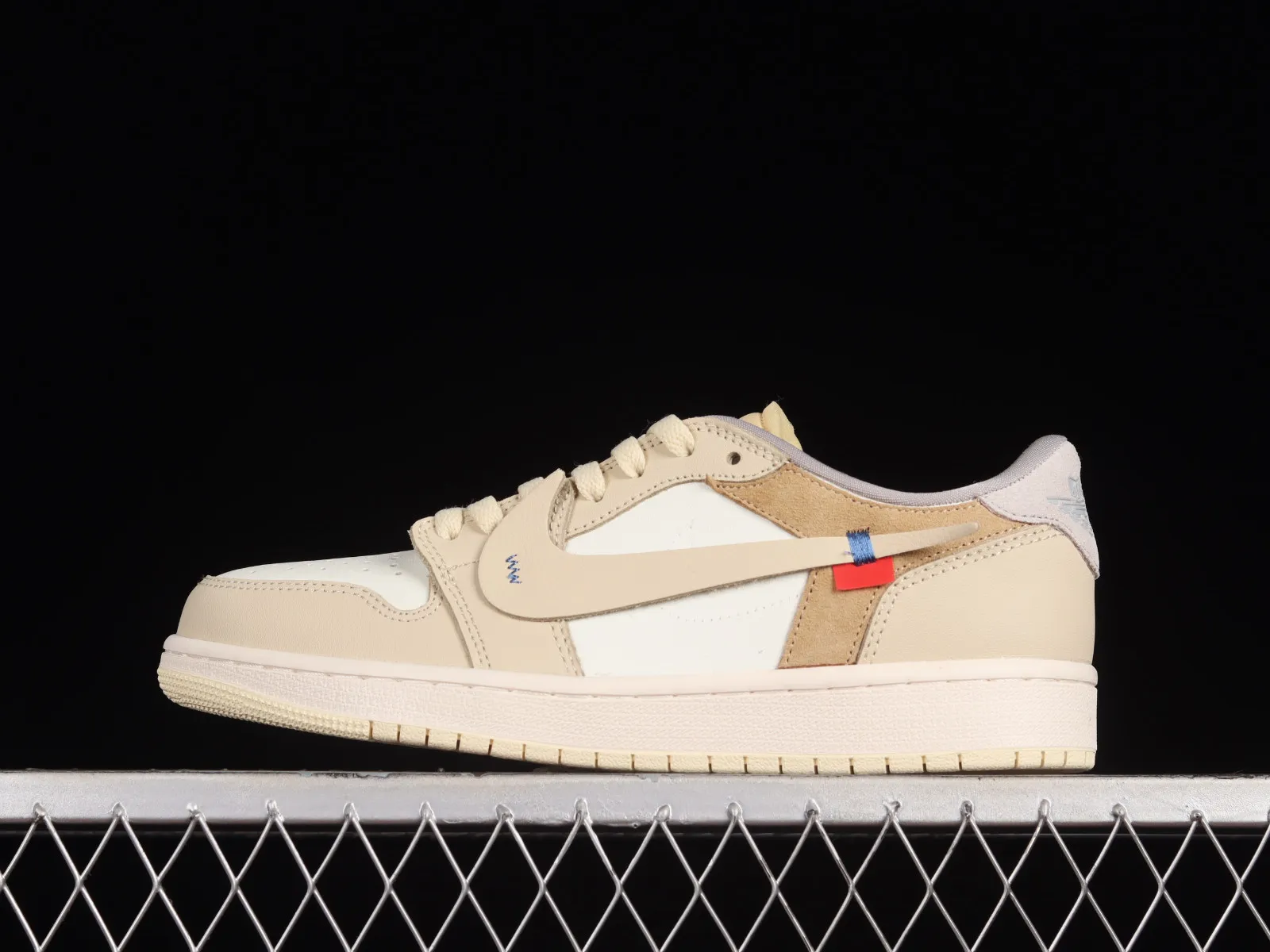 Off White x Air Jordan 1 Low OG Custom Light Khaki White