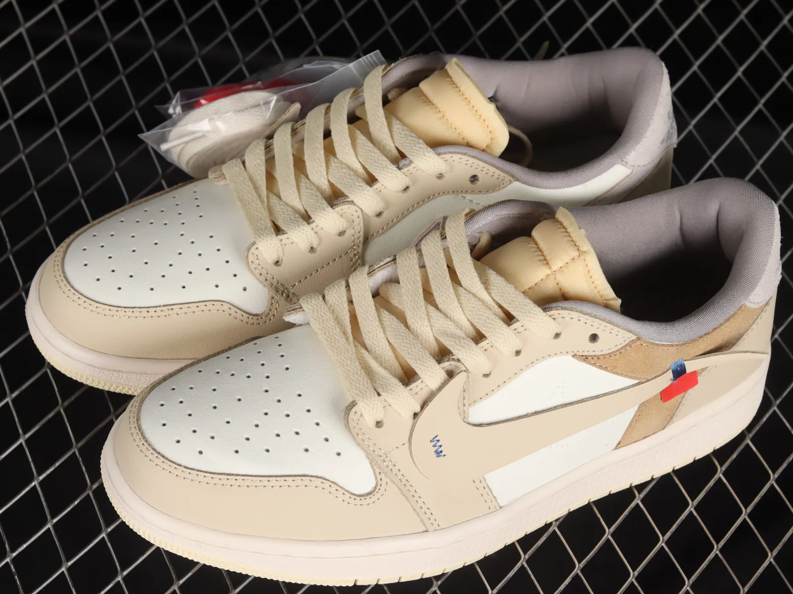 Off White x Air Jordan 1 Low OG Custom Light Khaki White