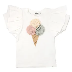 oh baby! Butterfly Short Sleeve Terry Tee -  Ice Cream - Oyster