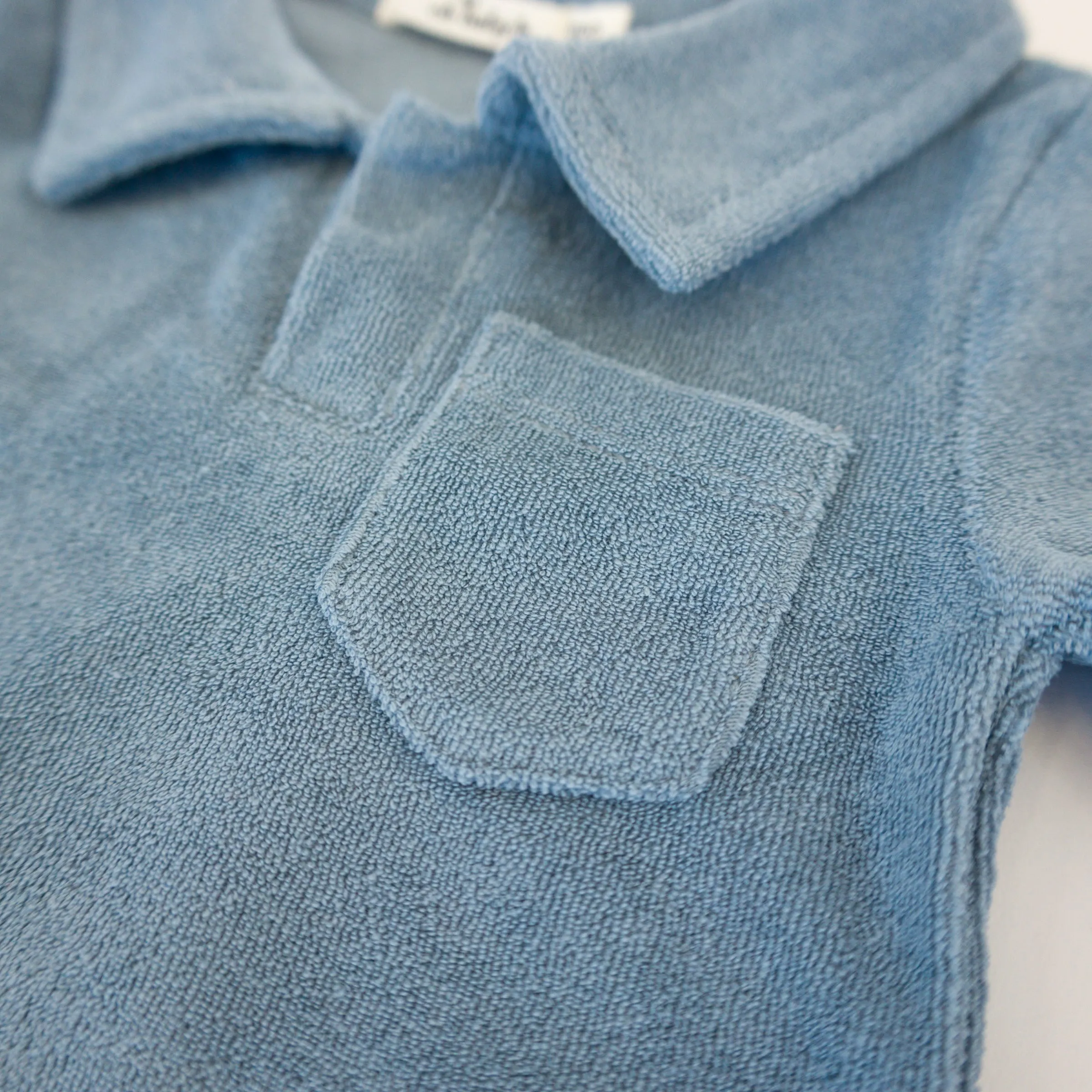 oh baby! Cotton Terry Baby Polo Shirt - Fog