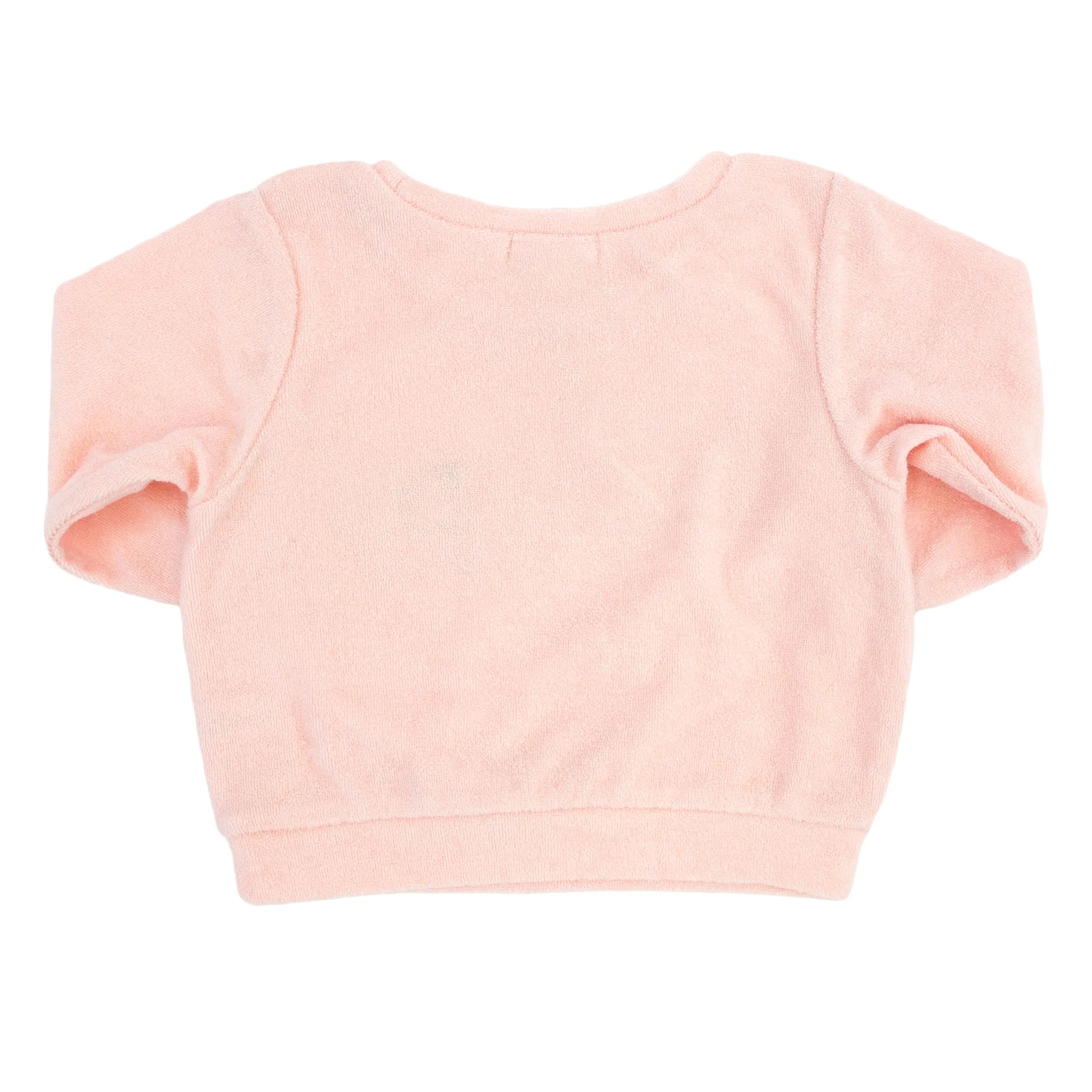 oh baby! Cotton Terry Boxy Sweatshirt - Rainbow happy Applique - Pale Pink