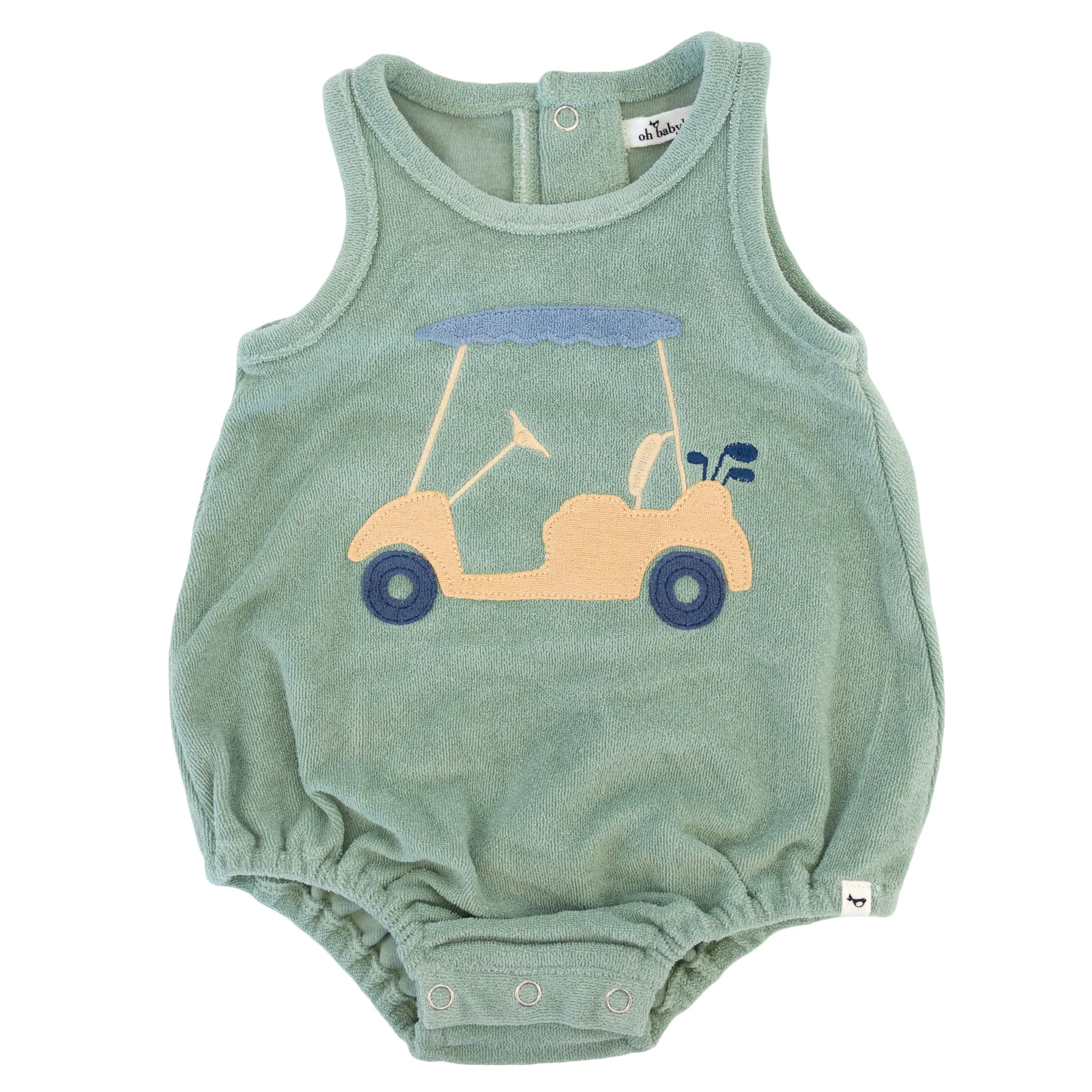 oh baby! Cotton Terry Bubble - Golf Cart Applique - Sage