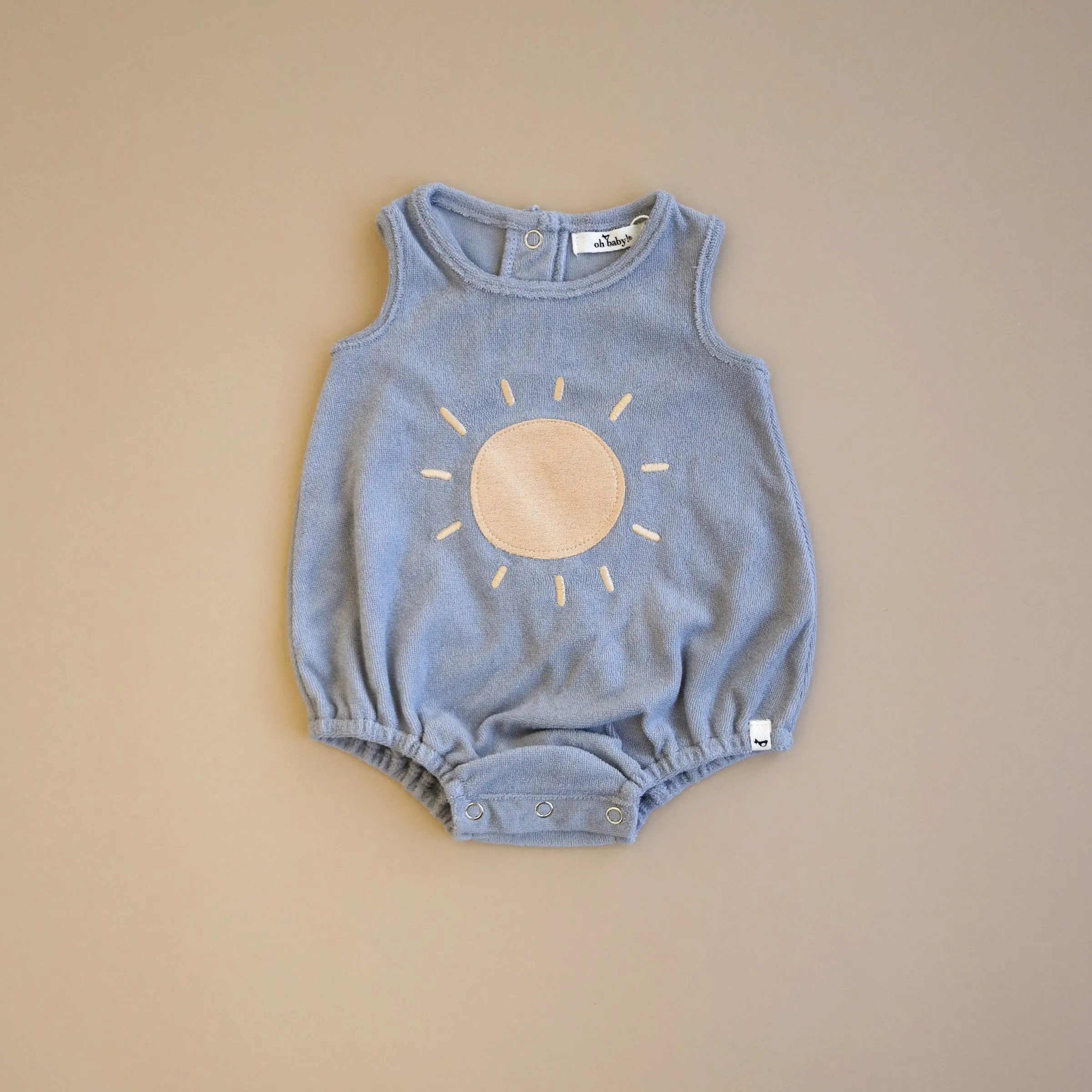 oh baby! Cotton Terry Bubble - Oatmilk Sun Terry Applique - Grey