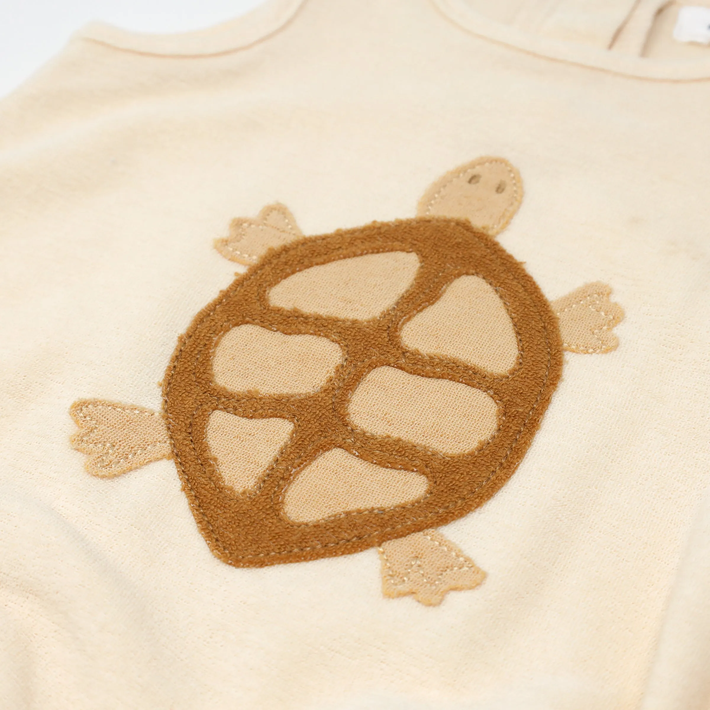 oh baby! Cotton Terry Bubble - Turtle Terry Applique - Vanilla