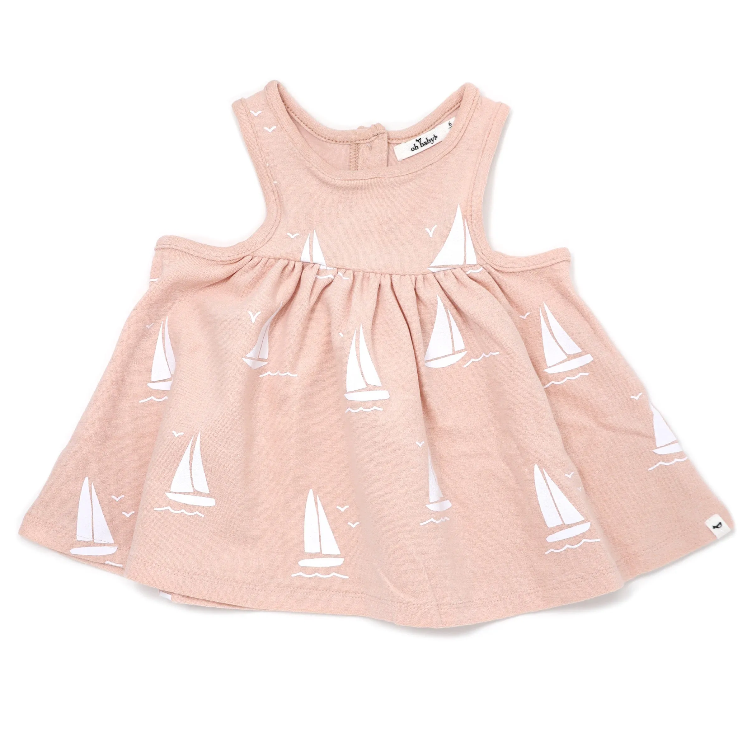 oh baby! Cotton Terry Tank Dress - Sailboat Print - Peachy