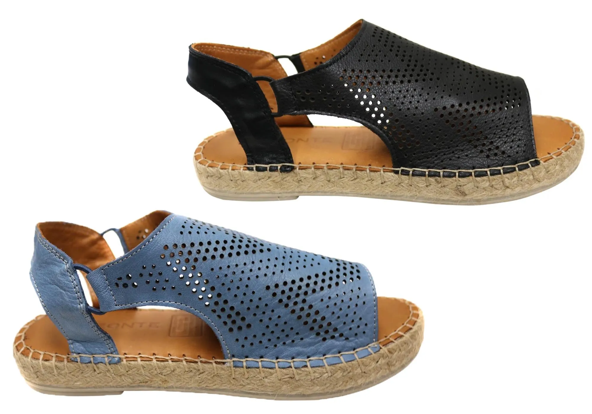 Orizonte Katrina Womens European Leather Comfort Espadrille Sandals