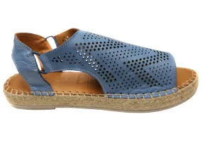 Orizonte Katrina Womens European Leather Comfort Espadrille Sandals